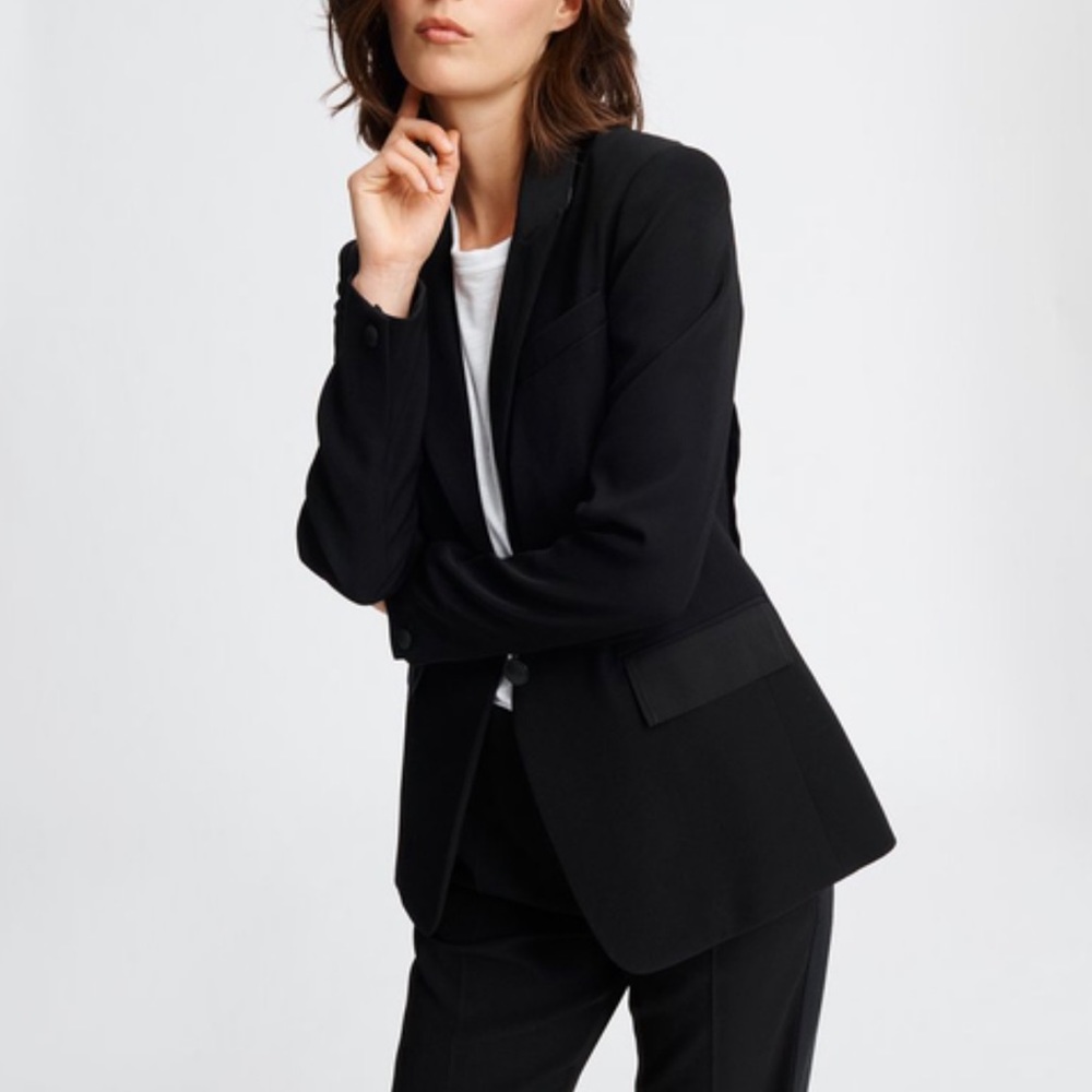 Rag and bone black blazer detail Rylie Single-Button Blazer crepe